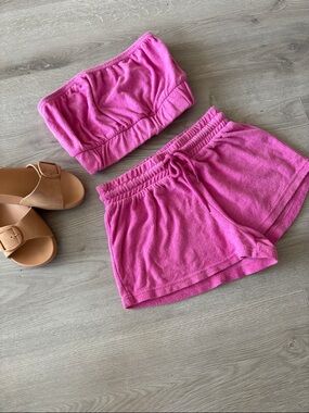 Forever 21 Hot Pink Terry Cloth Drawstring Lounge Shorts